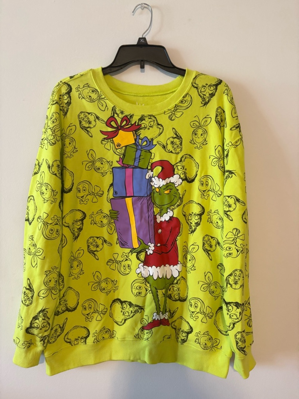 Grinch Graphic Holiday Sweatshirt - Neon Green